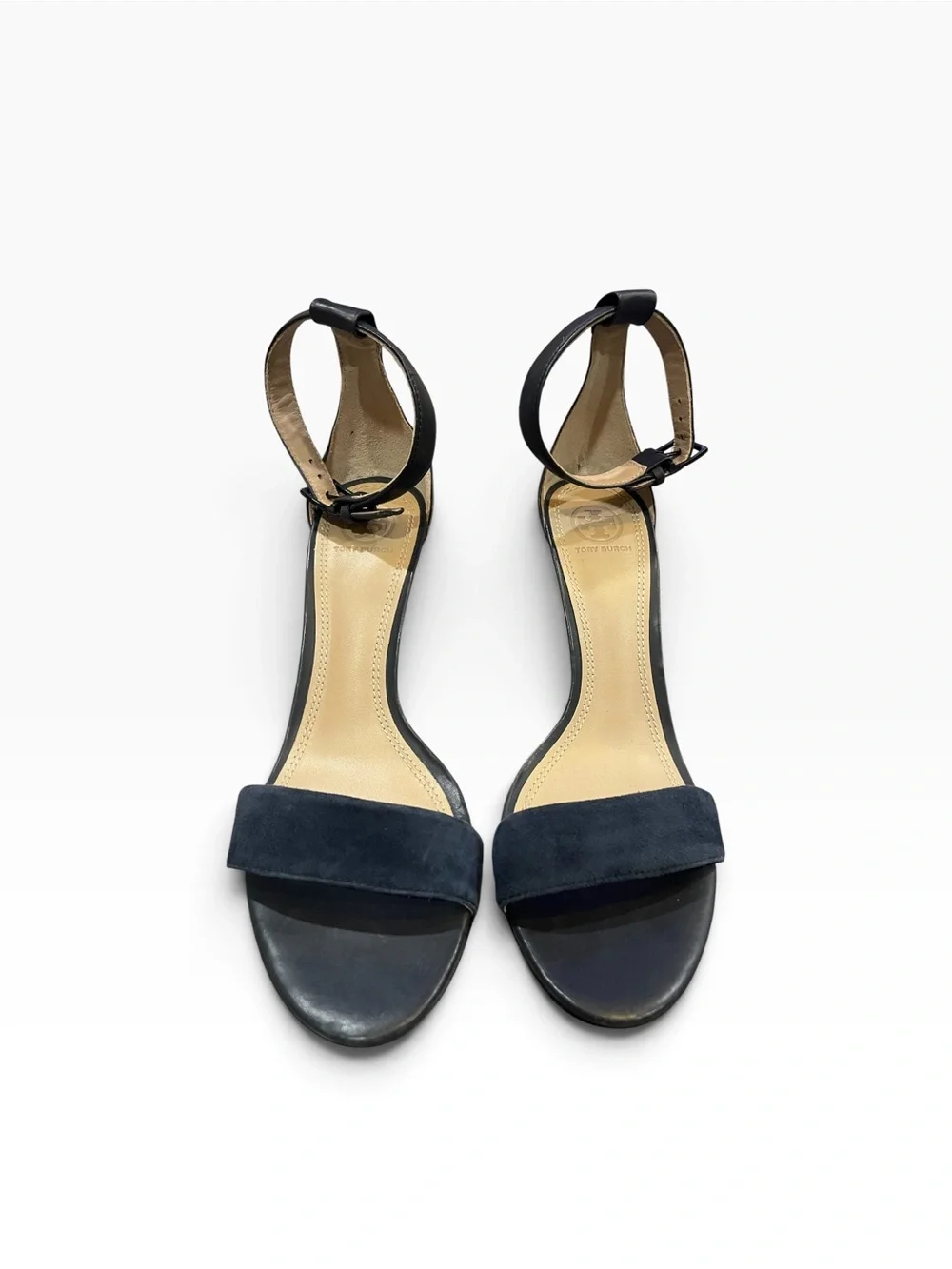 Tory Burch Black Ankle-Strap Suede Front Sandals Size 9.5
